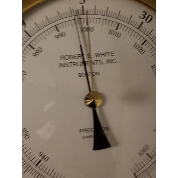Vintage Nautical Brass Barometer Robert E. White Instruments Inc. Boston, MA USA - Picture 10 of 12